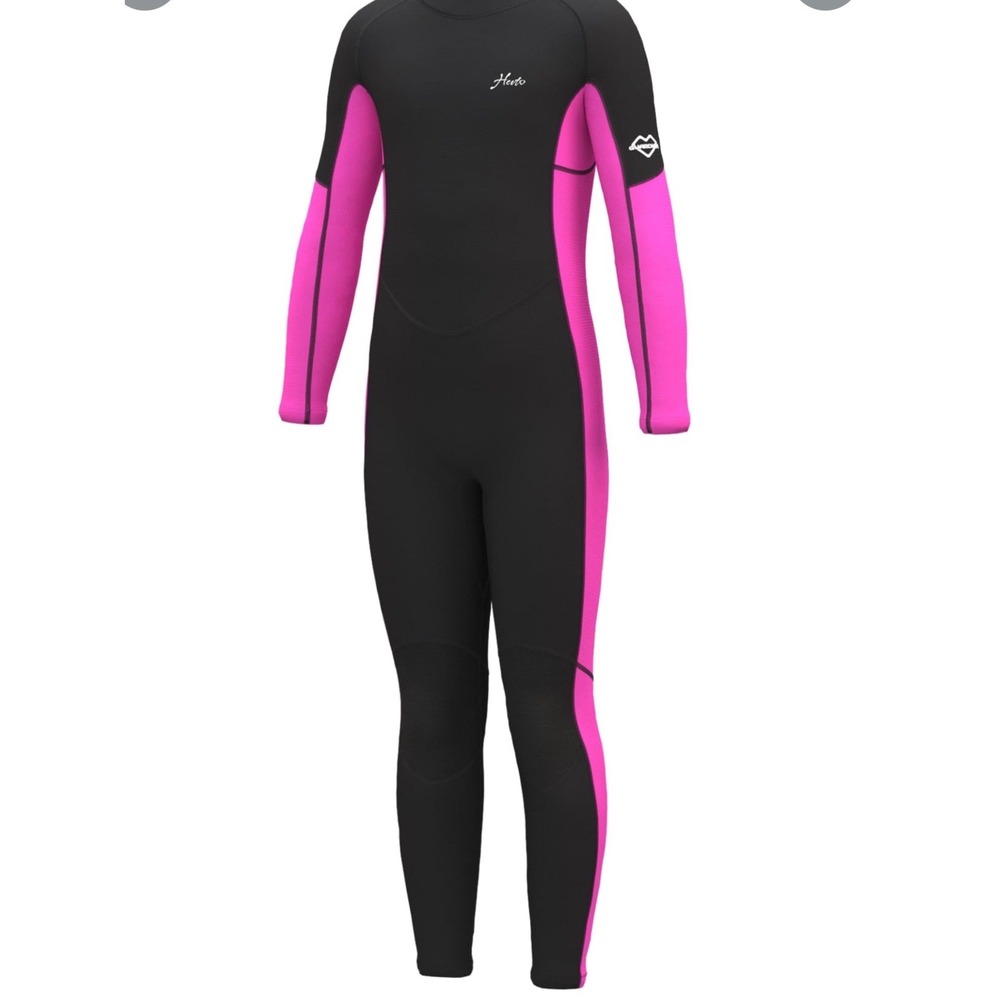 Hevto Kids Wetsuit Girls Size 10 Pink Black 3mm Neoprene Full Body Diving Suit